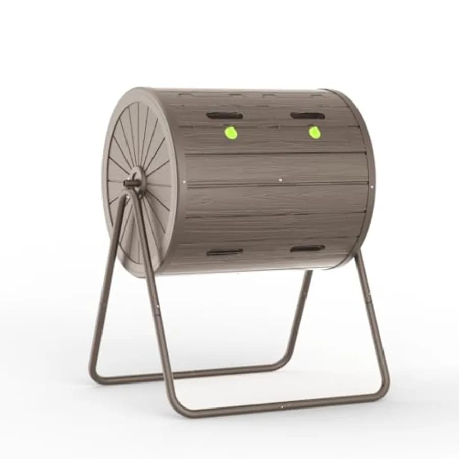 Composter da Esterno a Doppia Camera, Compostiera Rotante Efficiente da 140 Litri, Resistente ai Raggi UV e alle Intemperie