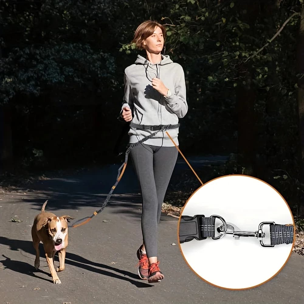 Guinzaglio per Cani Retrattile a Mani Libere in Nylon, Anti-Fuga, da Indossare in Vita, per Corsa all'Aperto, Regolabile, Robusto e Durevole