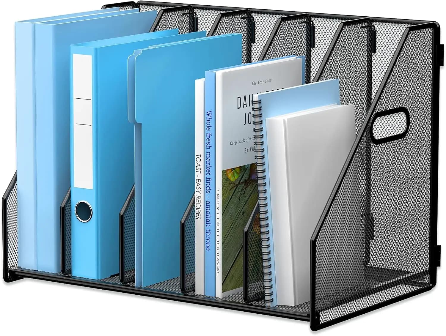Organizer da scrivania in metallo a 5 scomparti, nero