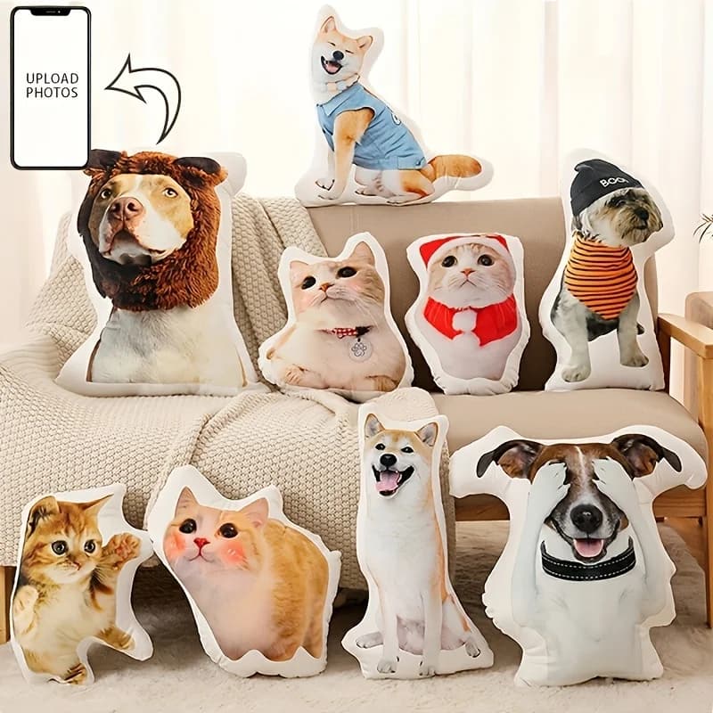 Nuovo cuscino fotografico invernale personalizzato _ Design personalizzato di animali domestici e caratteri _ Morbida fibra di poliestere corta peluche _ Lavabile a mano