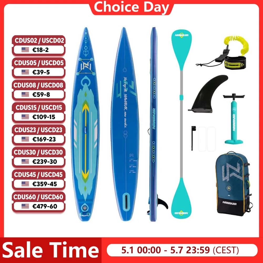 Tavola da SUP gonfiabile Nawakar 420×66×15CM, tavola da SUP da corsa impermeabile con accessori SUP
