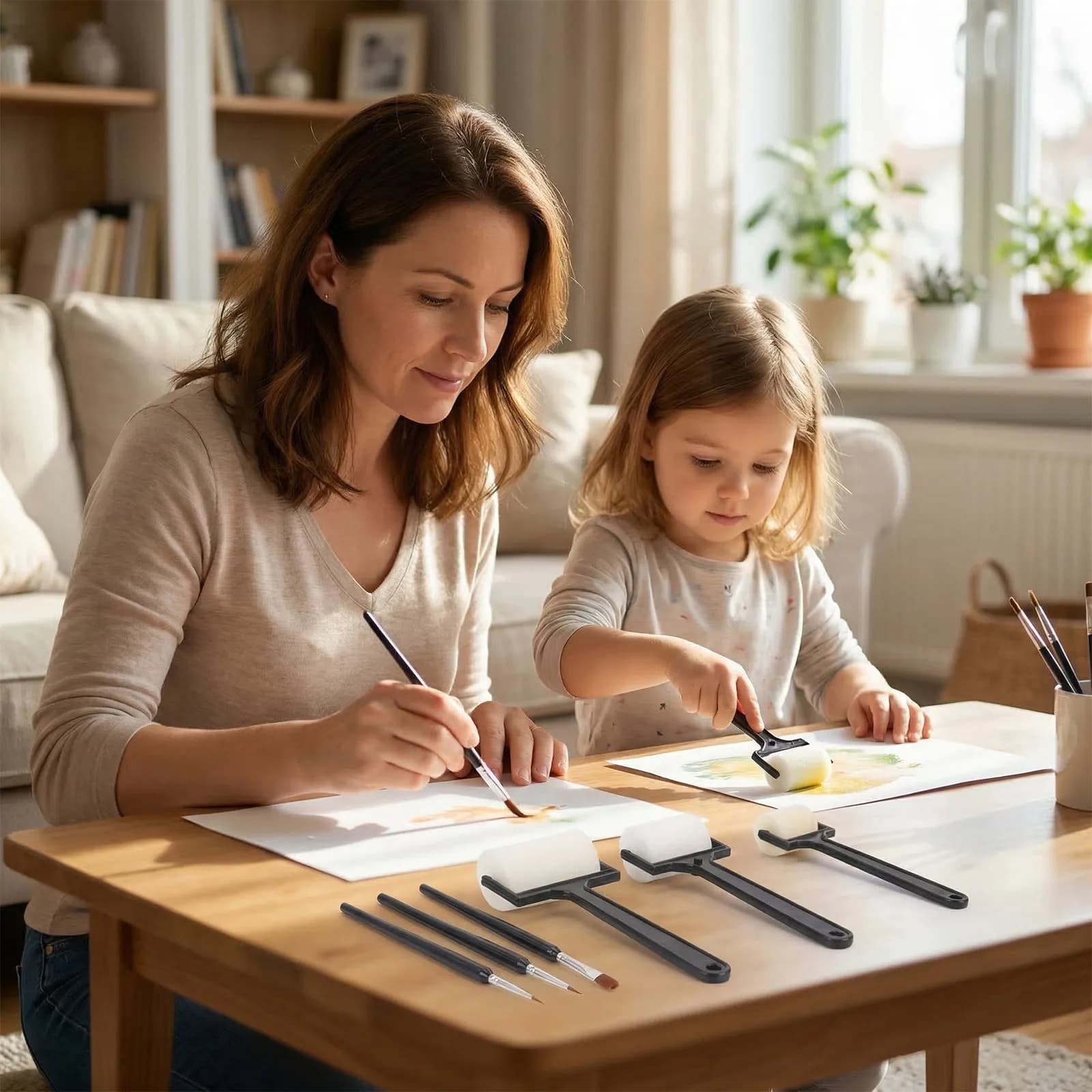 Set di 6 Rulli in Spugna per Pittura per Bambini, Pennelli Dettaglio, Piccoli Rulli in Spugna per Dipingere, Set di Strumenti Artistici Educativi per Artigianato
