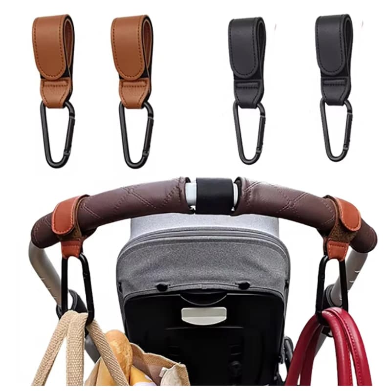 Gancio per passeggino Moda in pelle PU Gancio per carrozzina regolabile Carrello Organizzatore Borsa per pannolini Gancio Bambini Ragazzo Ragazza Accessori da viaggio