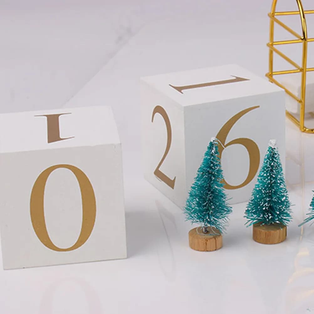 Set Calendario Perpetuo in Legno Massello Stile Nordico, Blocchi Calendario da Scrivania, Decorazione per Casa e Ufficio, Blocchi in Legno per Visualizzazione Data