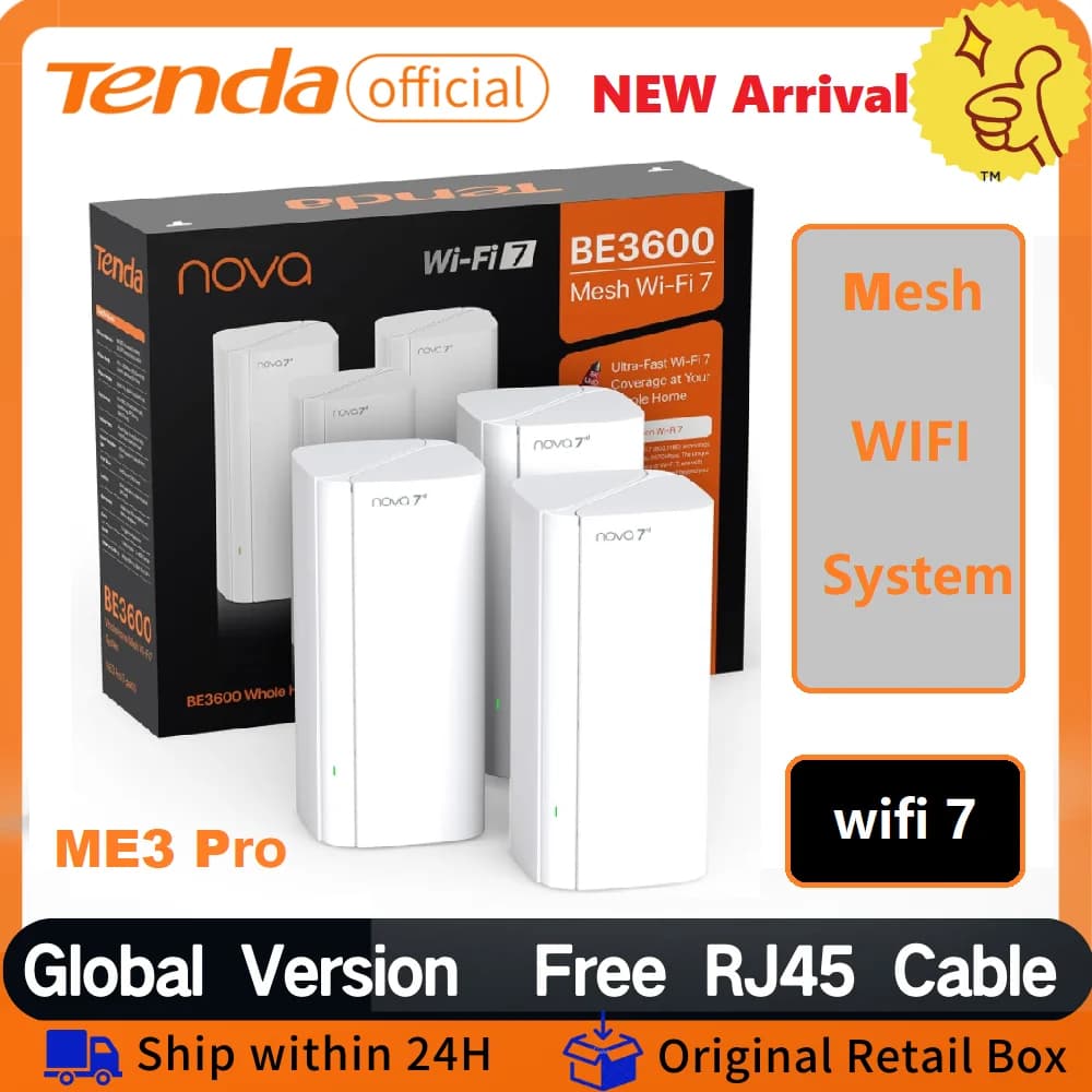 Tenda BE3600 WiFi7 Mesh System ME3 Pro Router wireless Dual-Band WAN LAN Wi-Fi7 Mesh Wifi Range Extender Ripetitore di rete WIFI7