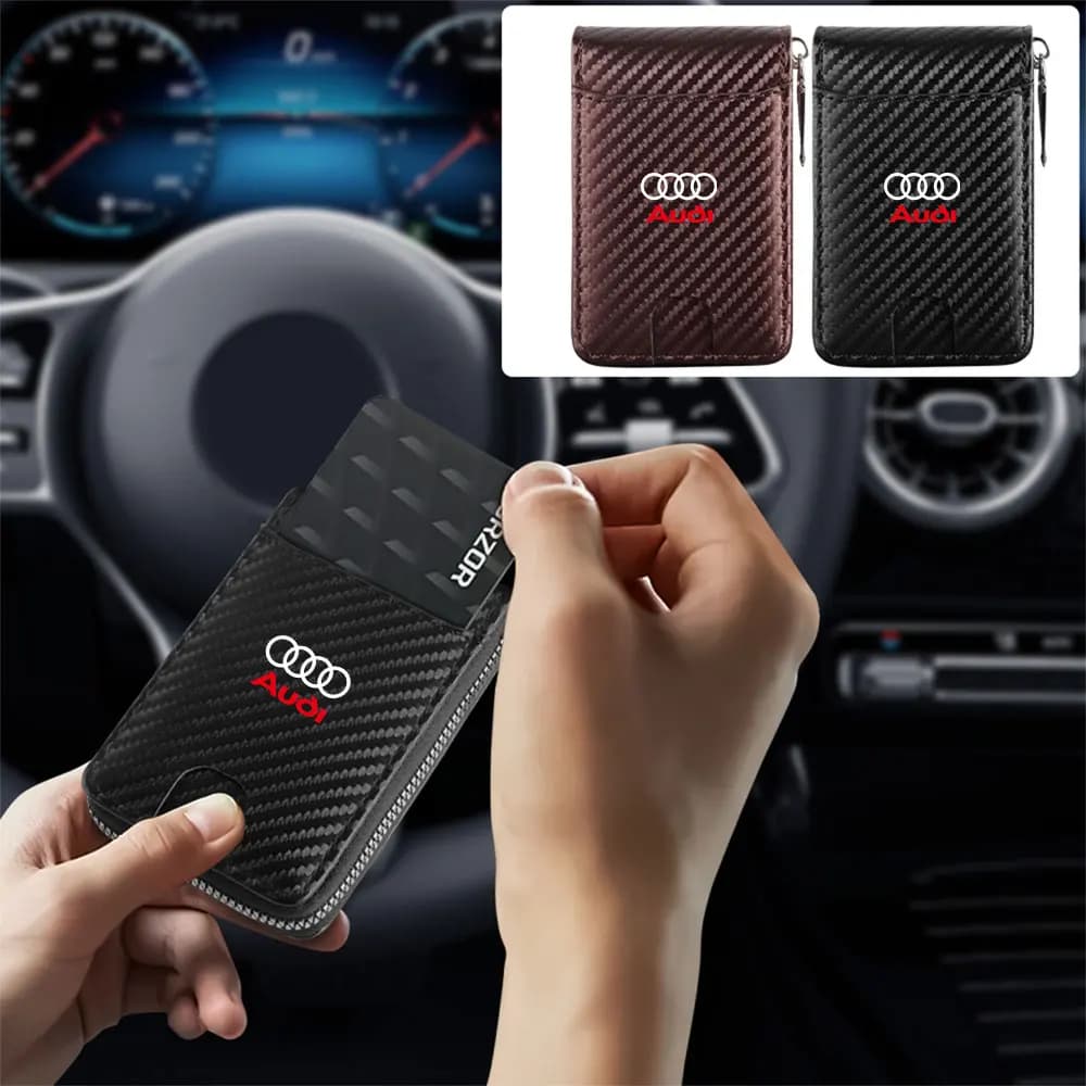 Car Styling ID Card Holder Storage Bag Wallet Decor Accessories For Audi Sline RS S TT S3 S4 S5 S6 S7 S8 A3 A4 A5 A6 A7 A8 Q5