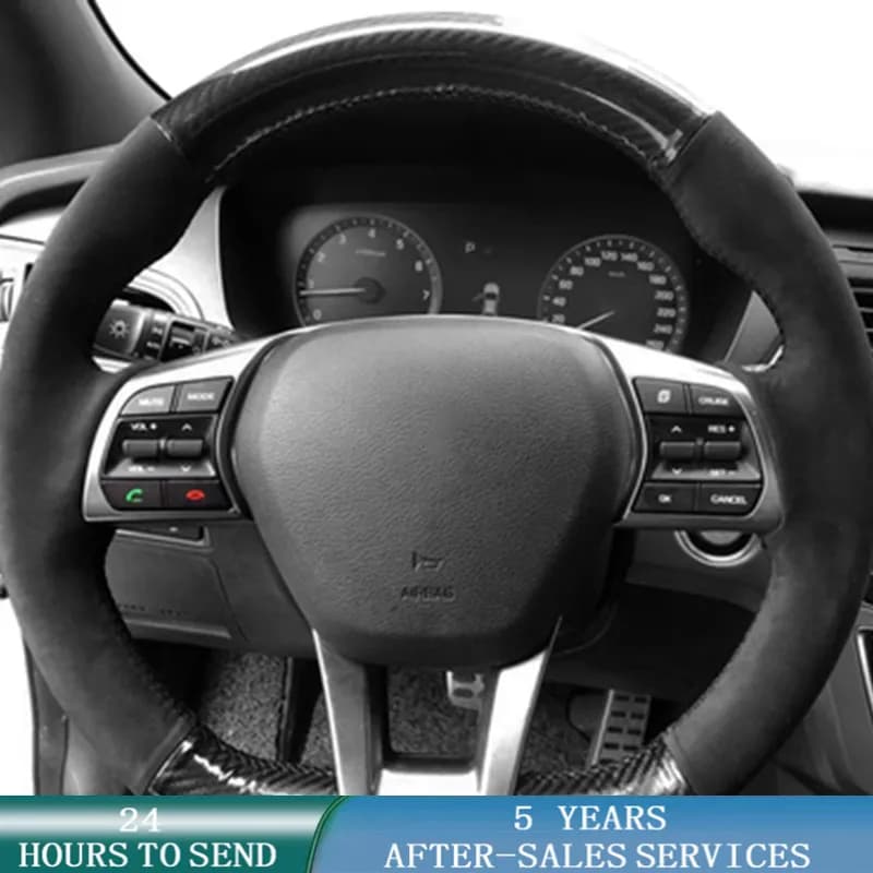 Coprivolante per auto personalizzato accessori per auto in treccia scamosciata antiscivolo per Hyundai Sonata 9 2015 2016 2017 2018 2019 (3 razze)