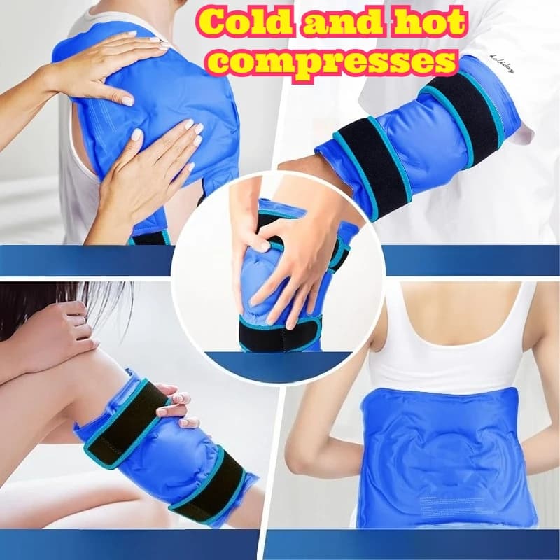 Impacco di Gel per Ginocchio, Terapia Caldo-Freddo, Fascia Regolabile Riutilizzabile, per Lesioni Sportive, Sollievo dal Dolore e Gonfiore