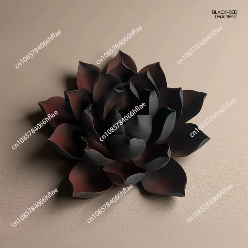 Handmade Ceramic Black Red Lotus Incense Stick Holder Aromatherapy Home Decor Unique Gift Incense Burner