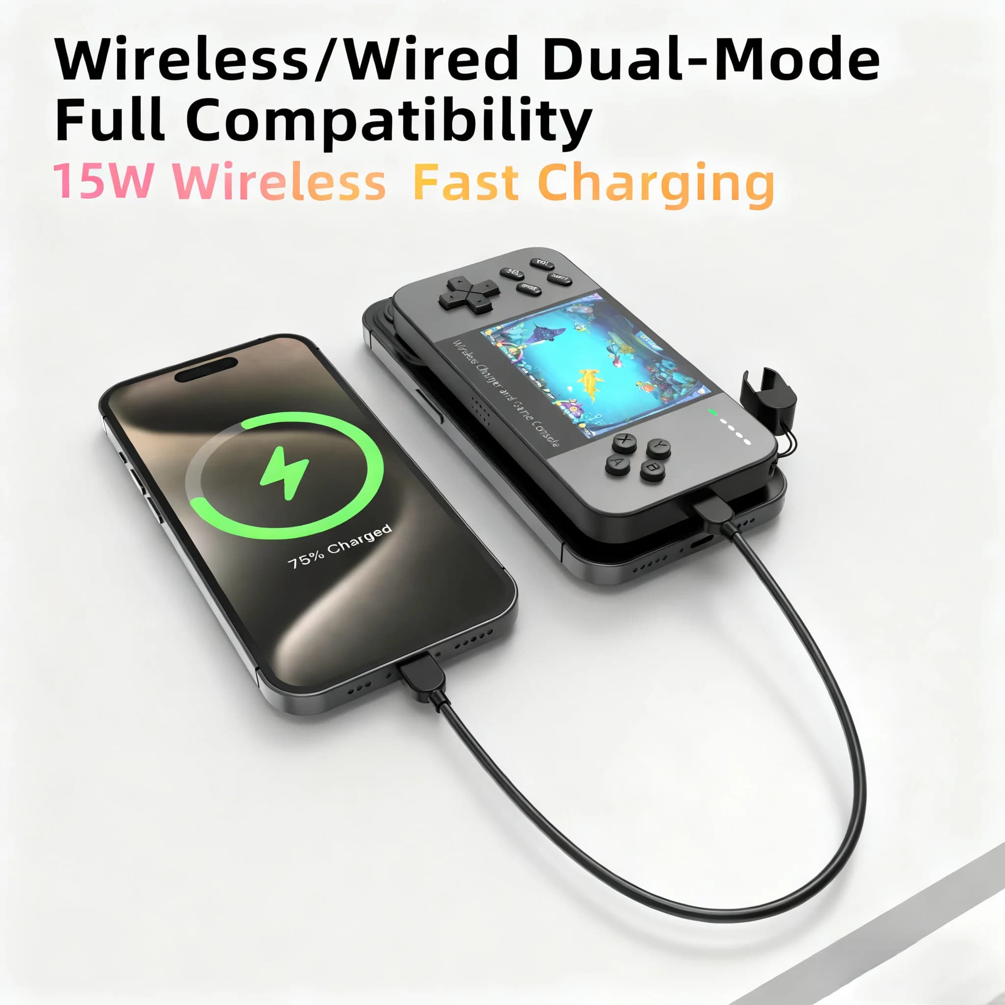 Nuova console di gioco con 1500 giochi, per Magsafe iPhone 17 16 15 14 13 12 Caricabatterie wireless 5000mAh Batteria di backup per telefono Power bank