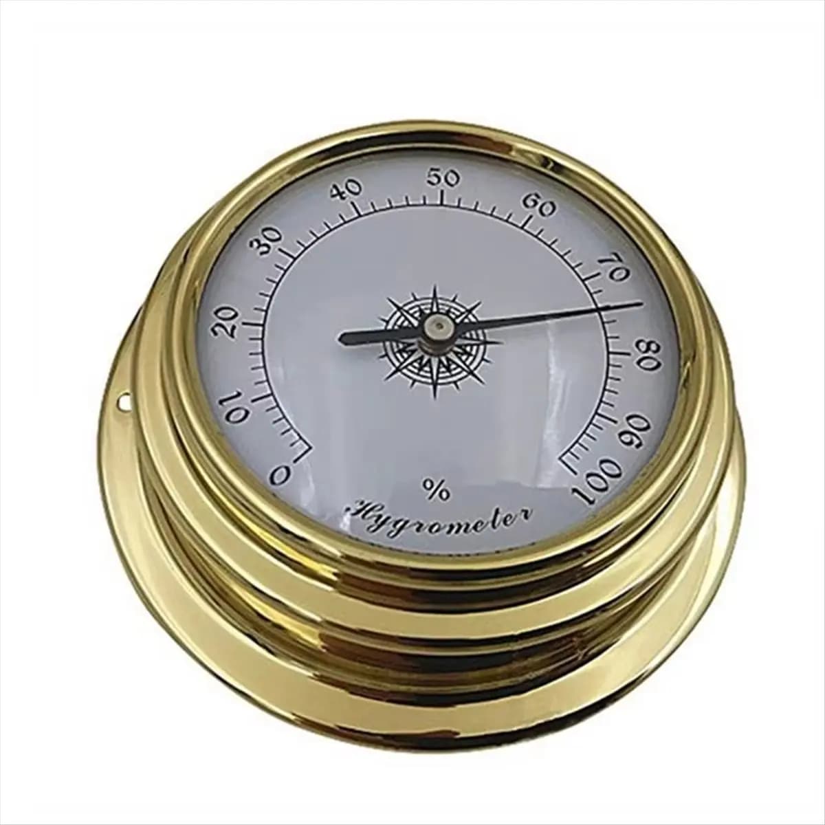 Set Stazione Meteo A22I 4 Pezzi: Barometro, Orologio, Termometro, Igrometro per Barca, Montaggio a Parete, in Ottone per Cassa/Guscio
