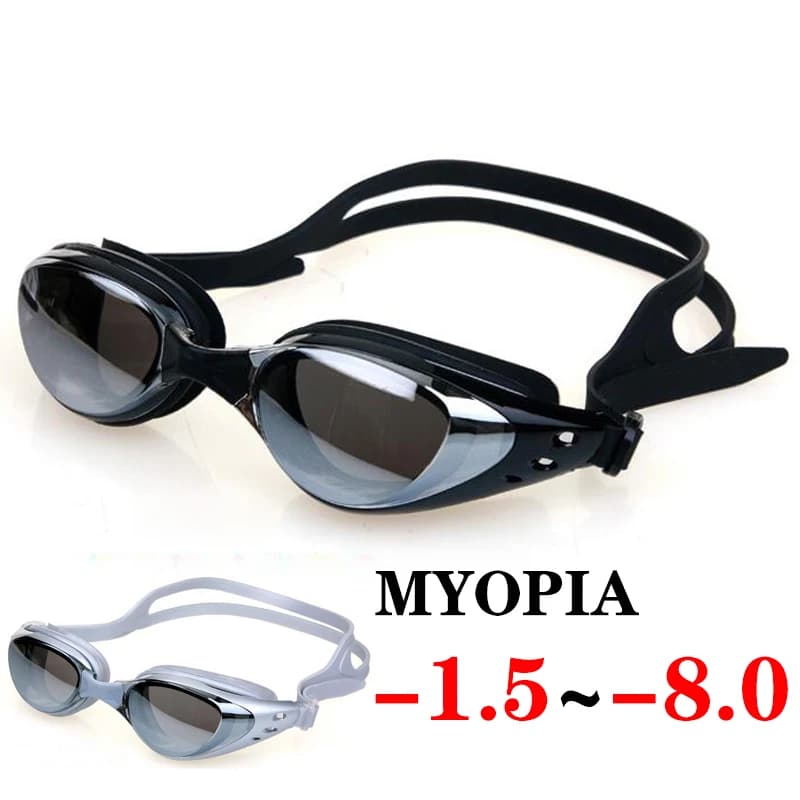 Occhialini da Nuoto Professionali con Lenti Placcate per Miopia, Impermeabili, Antiappannamento, Protezione UV, per Uomo e Donna