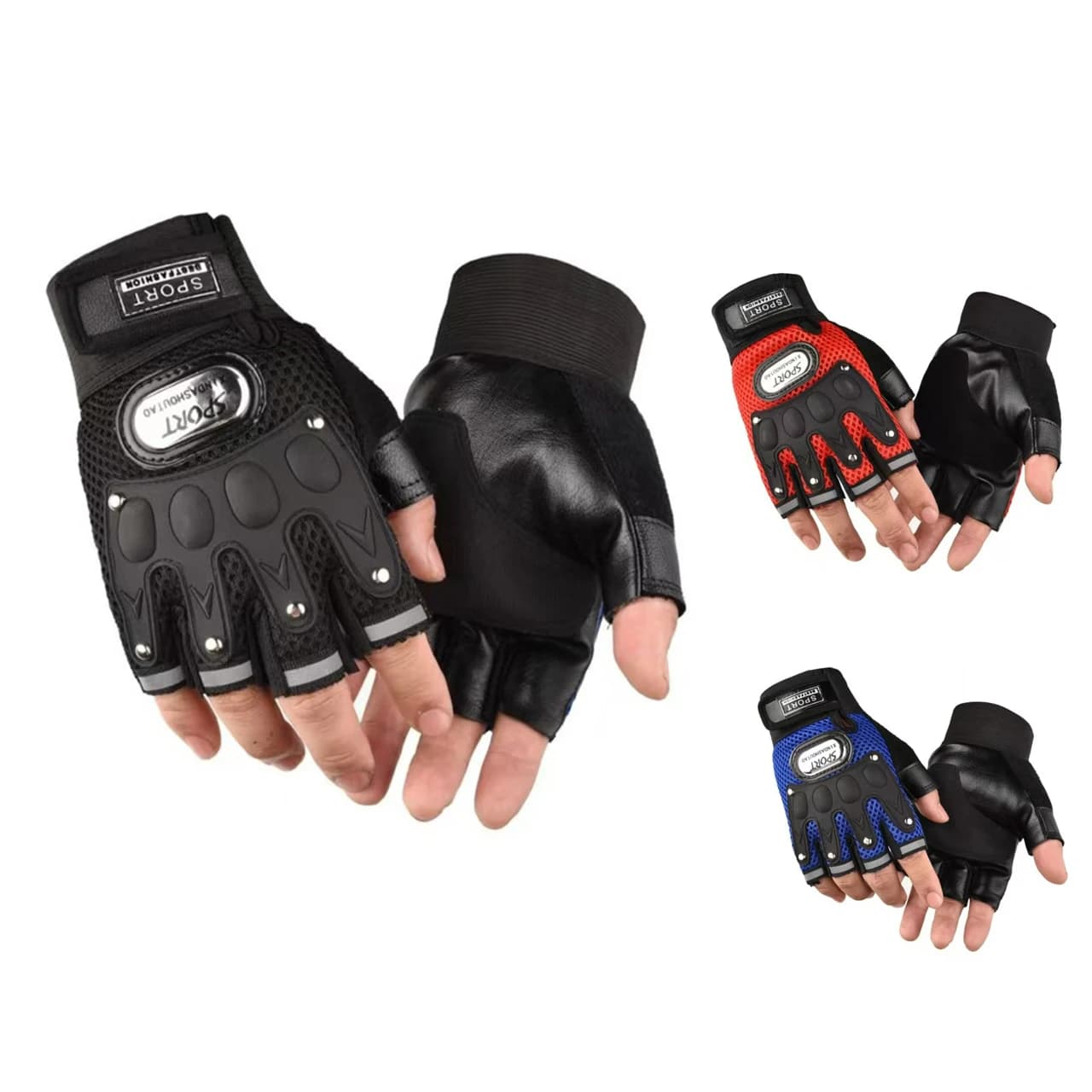 Guanti da Moto Senza Dita per Uomo, Traspiranti in Rete, Sportivi Estivi, Tattici Antiscivolo, Protettivi per Ciclismo, MTB, Fitness
