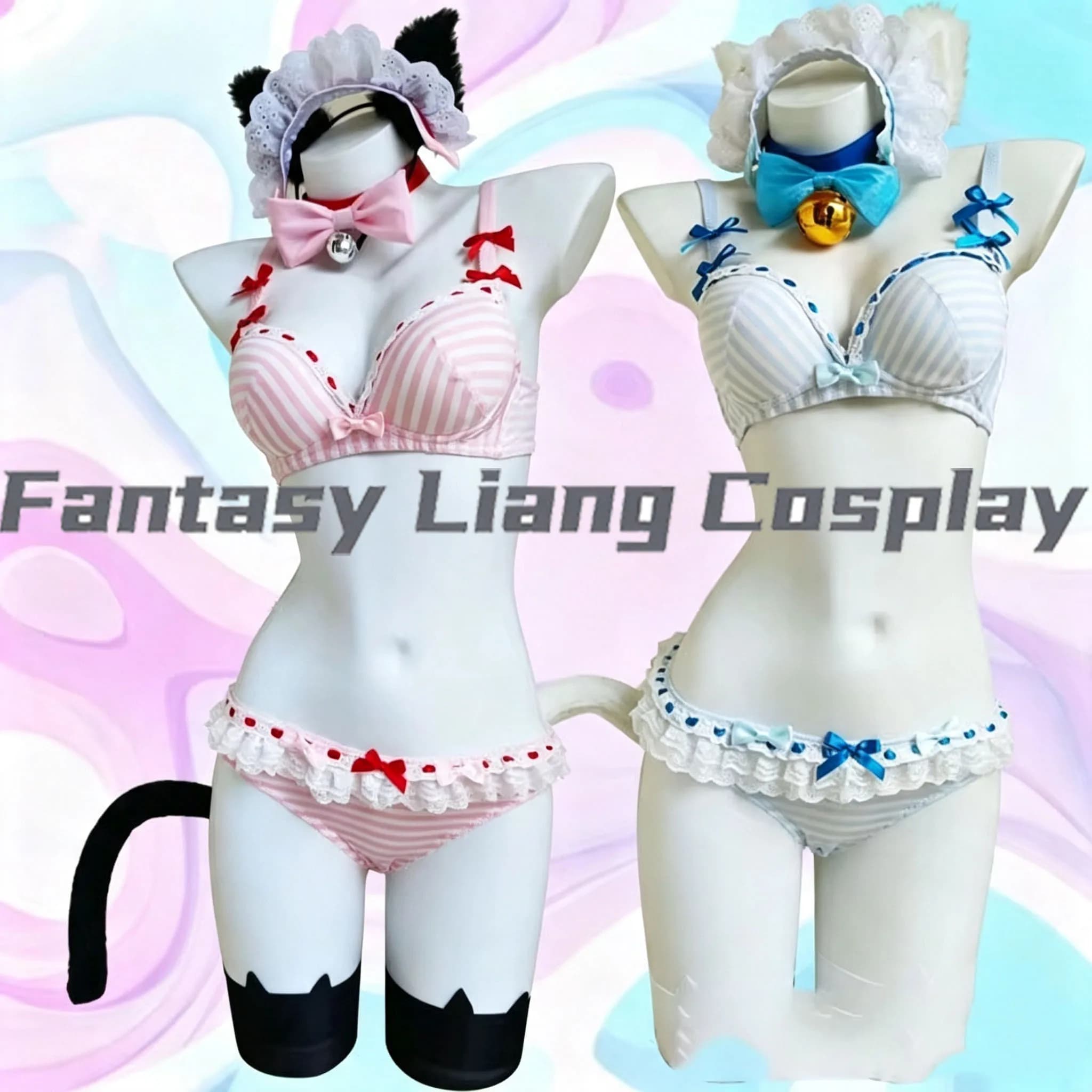 Costume Cosplay NEKOPARA Chocola Vanilla for Women, Intimo Estivo, Adorable Cat Costume, Wig, Sexy Lolita Lingerie, Swimwear
