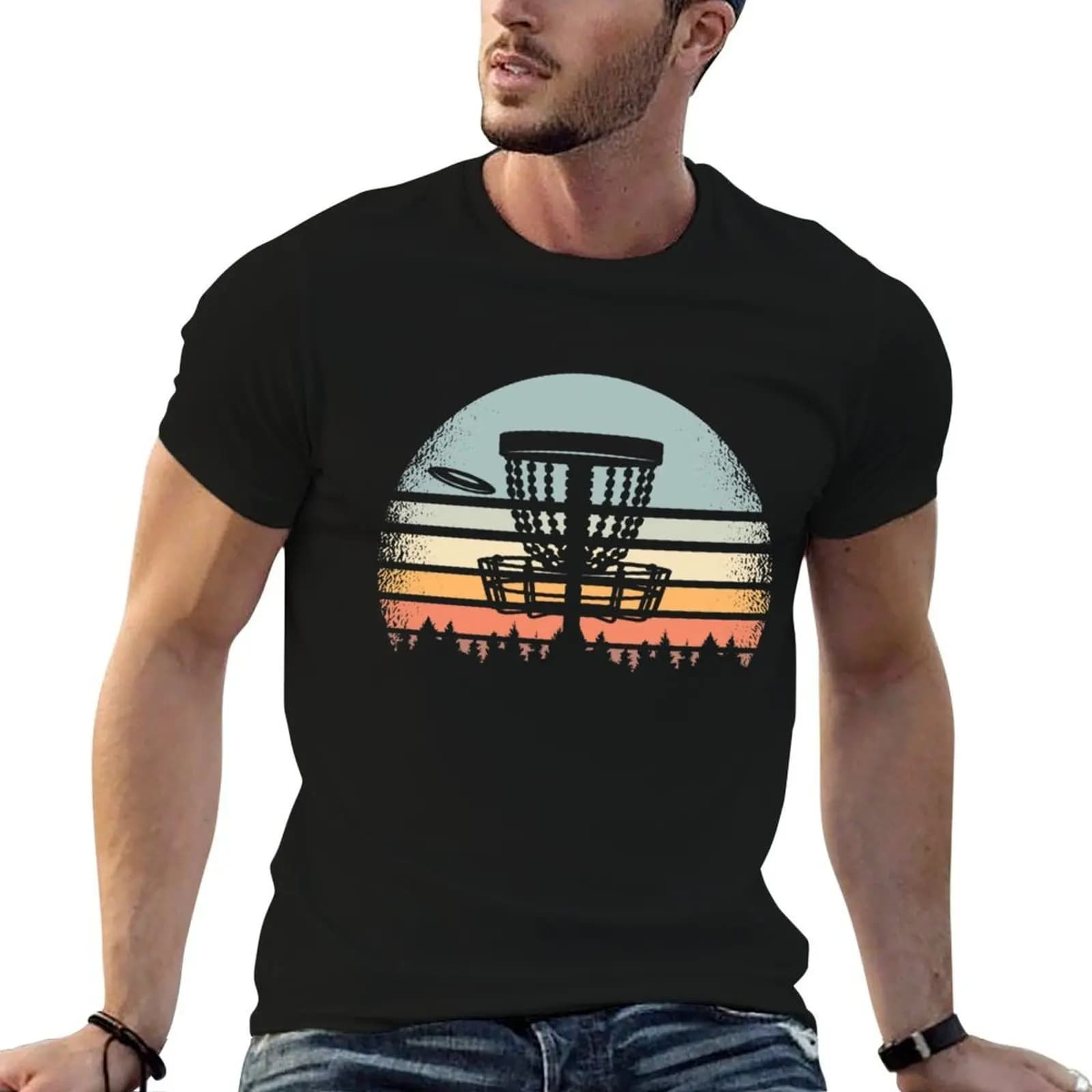 T-shirt Disc Golf Retro, t-shirt con stampa personalizzata, t-shirt divertenti, t-shirt in cotone per uomo, t-shirt in cotone al 100%.