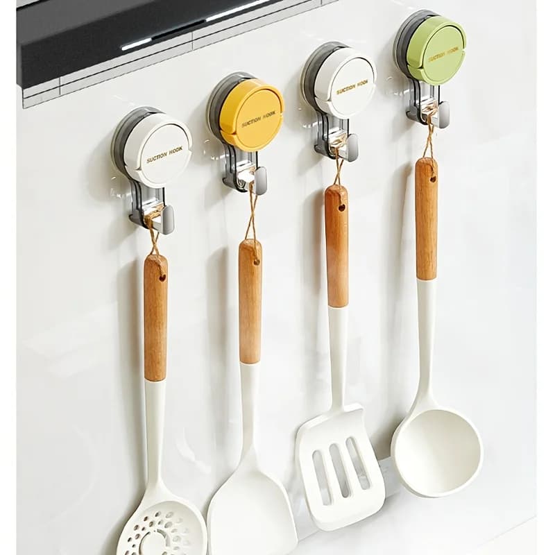 1/2 Piece Set with Random Color, Strong Suction Cup Hook, Vacuum Powerful Traceless Storage Hook, No-Drill Adhesive Hook for Home Bathroom Kitchen Door and Toilet