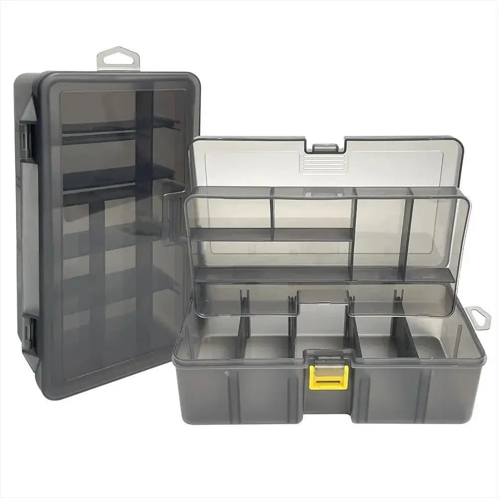 Double Layer Fishing Tackle Box Flip Cover Waterproof Lure Hook Storage Case Moisture-proof Portable Bait Storage Container