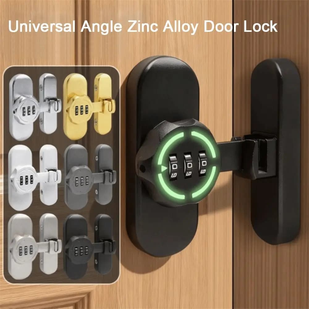 Zinc Alloy Password Lock Luminous Sign Mechanical Password Sliding Door Lock High-Security 3-Digit Combination Door Bolts