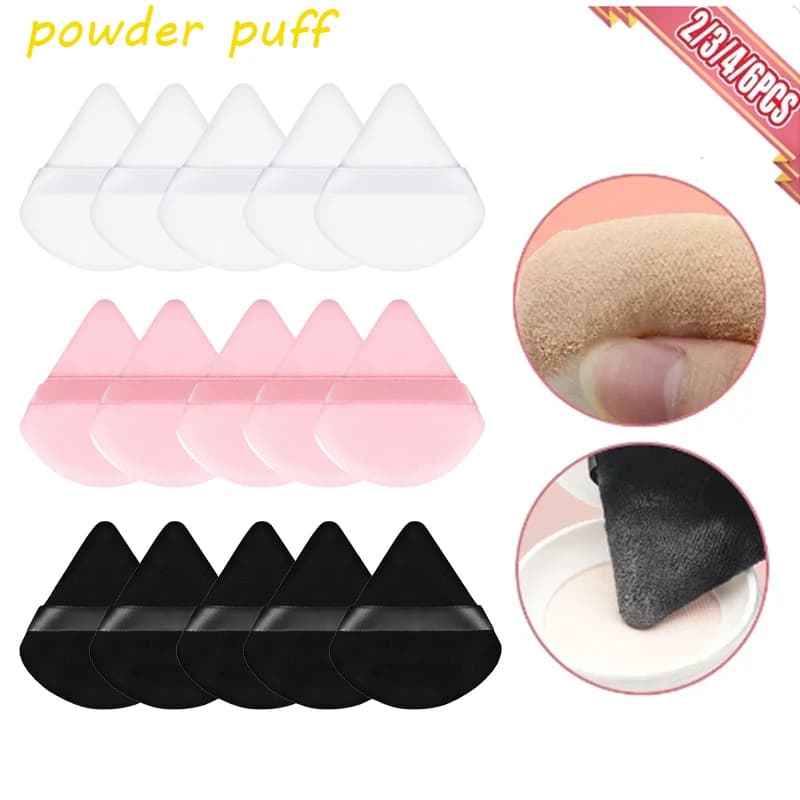 Soffio per cipria triangolare Spugna morbida per trucco viso Occhi Contorno Ombra Cosmetico Lavabile Mini Soffio per fondotinta in velluto
