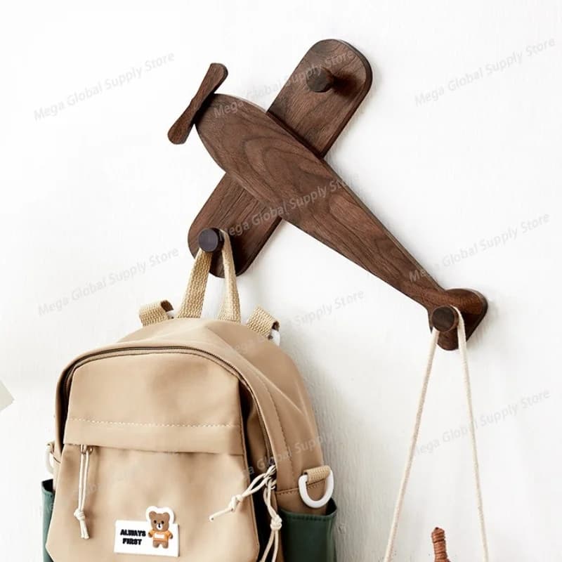 Wooden Wall Key Hook Creative Cartoon Coat Rack Hooks Household Storage Clothes Hanger Living Rooms Decorative Accessories