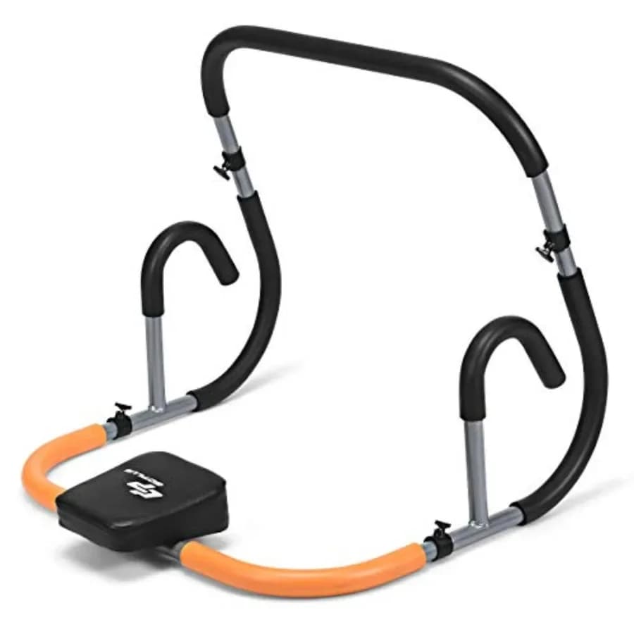 Rullo addominale portatile per uso domestico, in ufficio o in palestra; corpo in plastica ABS nera; ruote scorrevoli e maniglie ergonomiche in schiuma per il core.