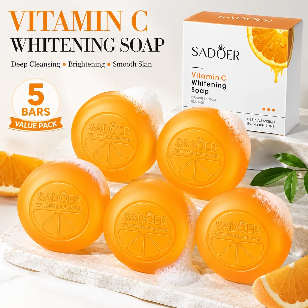 1/3/5/10pcs Vitamin C Brightening Soap Hydrating Face Body Washing Bar for Skin Radiant Glowing Nourishing Moisturizing Soap