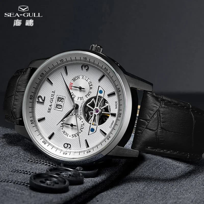Seagull Flywheel Series Full calendar watch, automatic mechanical watches, classic wristwatch, relógios masculino1327