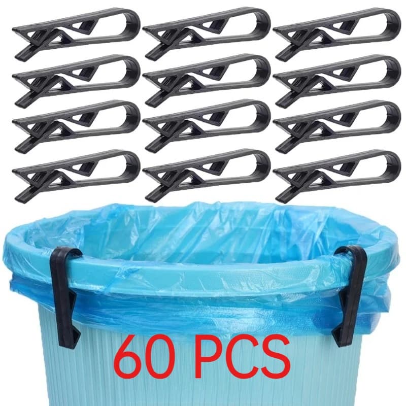60 Pezzi Clip di Fissaggio per Sacchi della Spazzatura, Pratici Fermagli Antiscivolo per Sacchi, Morsetti per Cestini dei Rifiuti, Strumenti per Sigillare Sacchetti di Snack