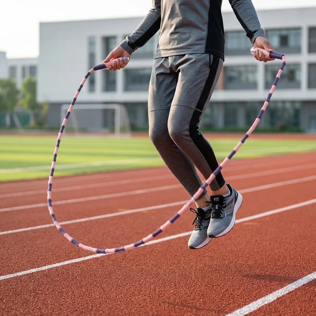 Corda per saltare con manico antiscivolo e cavo in PVC resistente per allenamento e test di ginnastica
