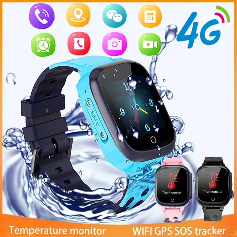 Orologio Intelligente per Bambini con GPS, Monitoraggio della Temperatura Corporea, Chiamate Vocali e Video, SOS, Versione Globale