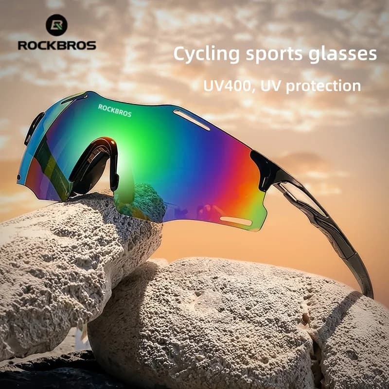 ROCKBROS HD Sports Cycling Sunglasses Windproof Mountain Biking UV Protection Fashionable Ski Glasses for Men And Women