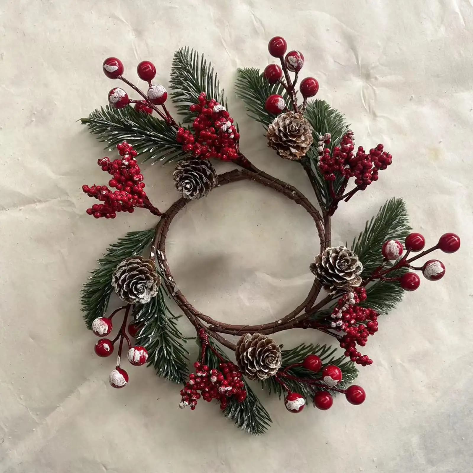 Decorazione Centrotavola Natalizia, Ghirlanda di Candele Artificiali in PVC, Anello Decorativo per Casa e Feste