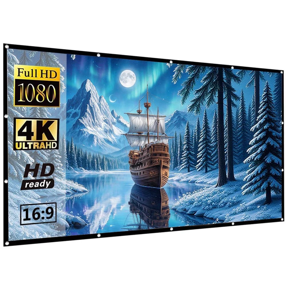 60 72 84 100 120 150 inch Simple Foldable Projection Screen 100inch Curtain 16:9 Outdoor Full HD 2K 4K Projector Screen Curtain