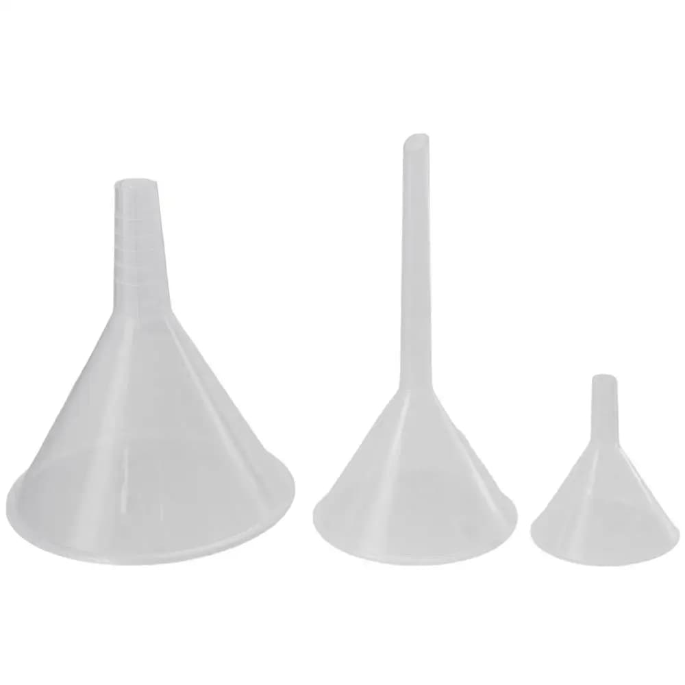 1/3 pezzi portatile set di imbuti in plastica trasparente imbuti da laboratorio in PP imbuto da cucina bottiglie da laboratorio strumento di riempimento di oli essenziali