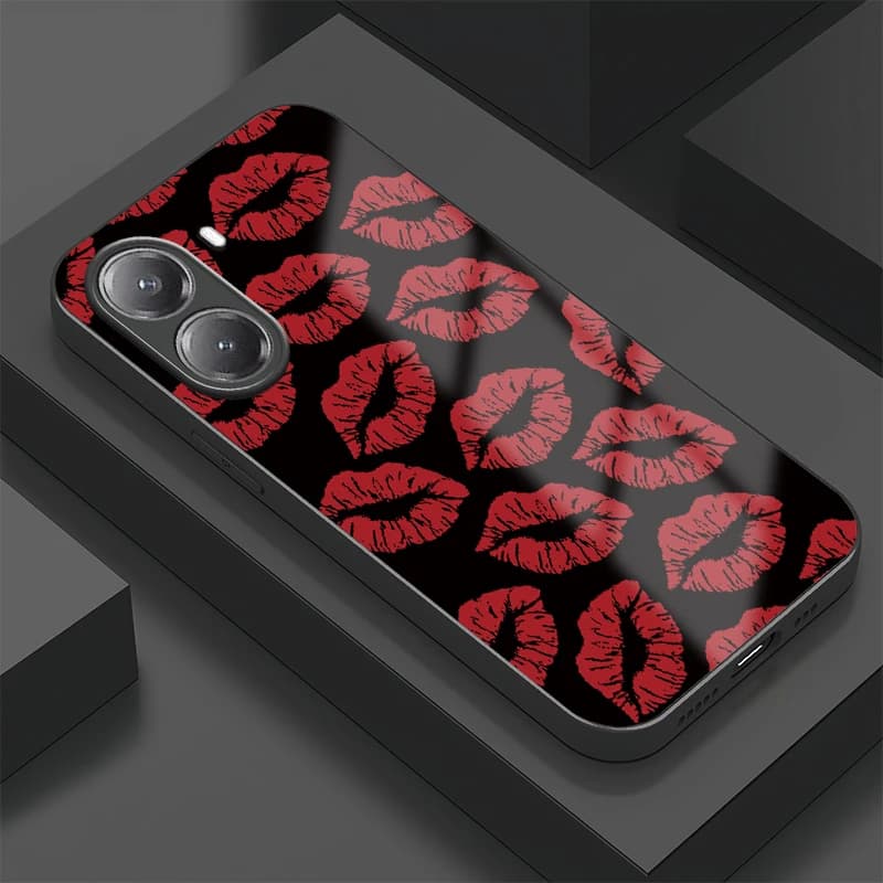 Luxury shock phone case for Xiaomi Poco X7 Pro X3 NFC X3 Pro X6 X5 X4 GT tempered glass lips model kiss bumper cover