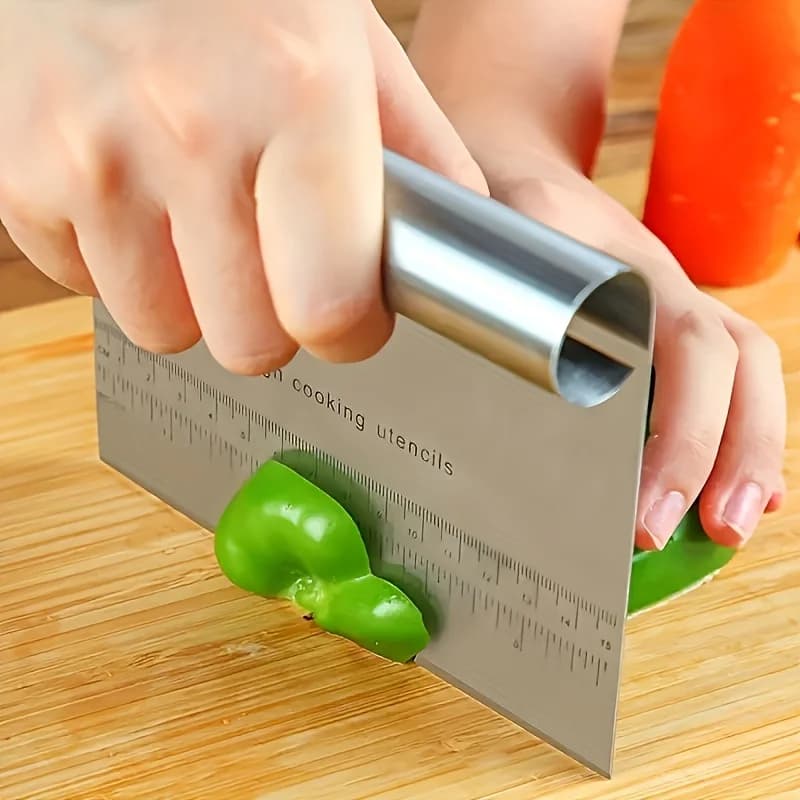 Set di 2 Raschietti in Acciaio Inox Multifunzionali per Cucina, Tagliere e Utensile da Forno