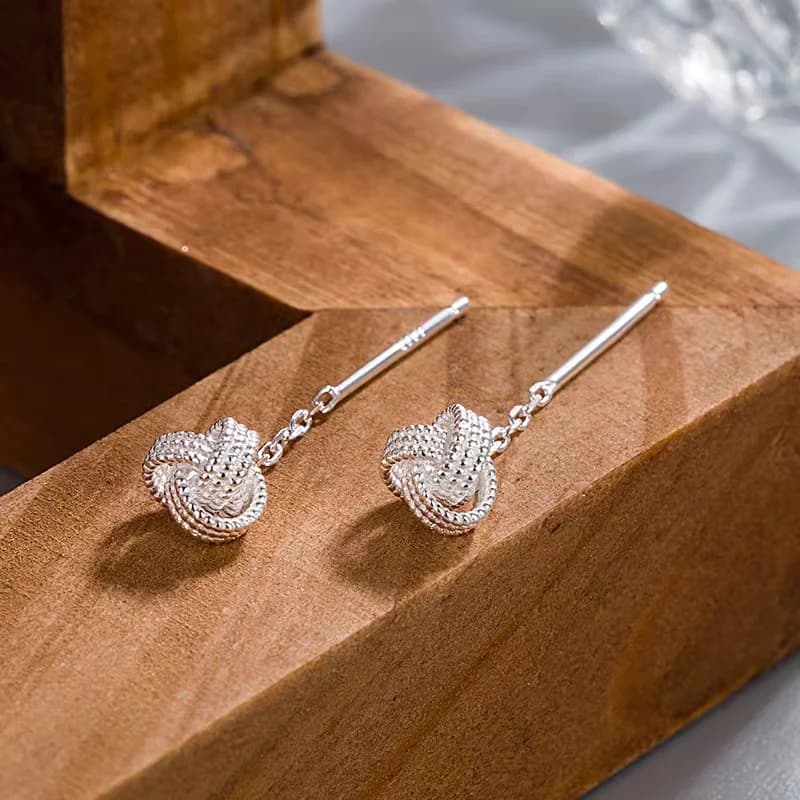 Vendita calda 925 argento desiderio nodo orecchio filo stile cinese alla moda squisito regalo geometrico per ragazza elegante ornamento per l'orecchio per le donne