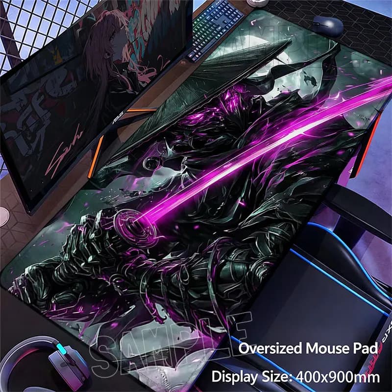 Magic Anime Samurai Gaming Desk Mat Mouse Pad Non-slip Locked Edge Extended Pad For Multi-device PC Gamer Home Office Desktop