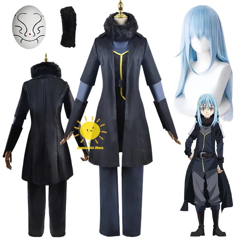 Costume Cosplay Anime That Time I Got Reincarnated As A Slime, Rimuru, Completo con Top, Pantaloni e Maschera, Unisex per Halloween e Carnevale