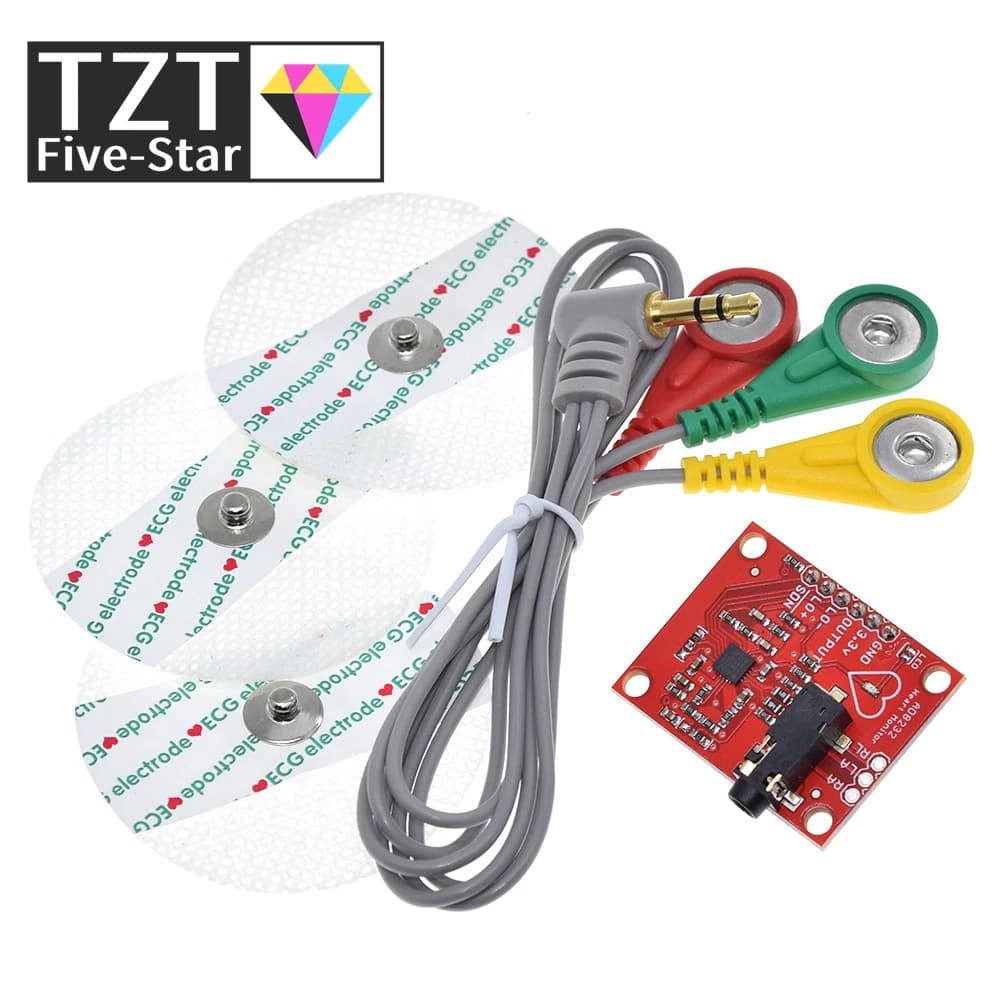 Modulo ECG TZT 1/3PCS AD8232, Kit Sensore di Misurazione ECG e Monitoraggio del Battito Cardiaco per Arduino