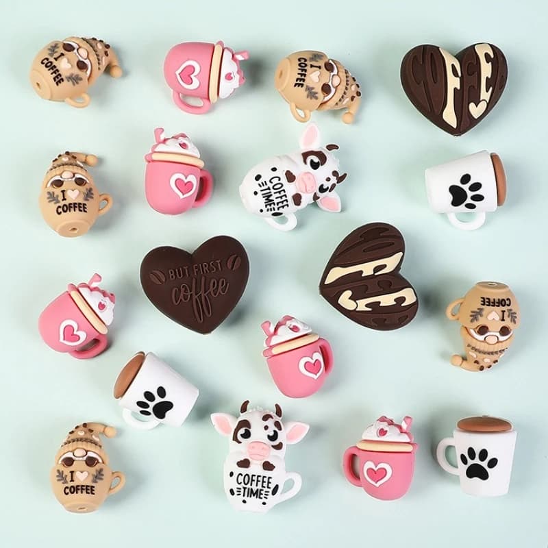 20/50Pcs 3D Silicone Beads Food Grade Cartoon Focal Beads For Jewelry Making DIY Pen KeyChain Accessories Baby Silicone Beads