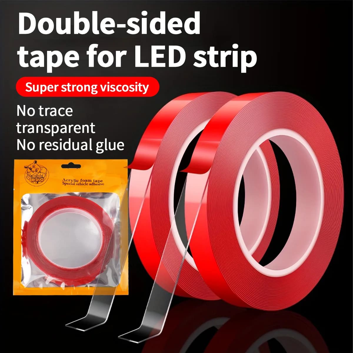 Striscia luminosa a LED striscia adesiva nastro nano acrilico bifacciale trasparente adesione forte fissaggio di palloncini per feste di Natale