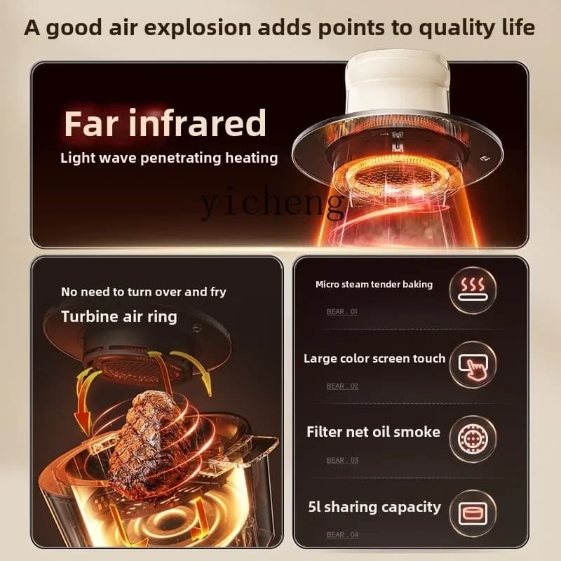Air Fryer DQ4 5L with window, without rotation, electrical, multifunction for home use