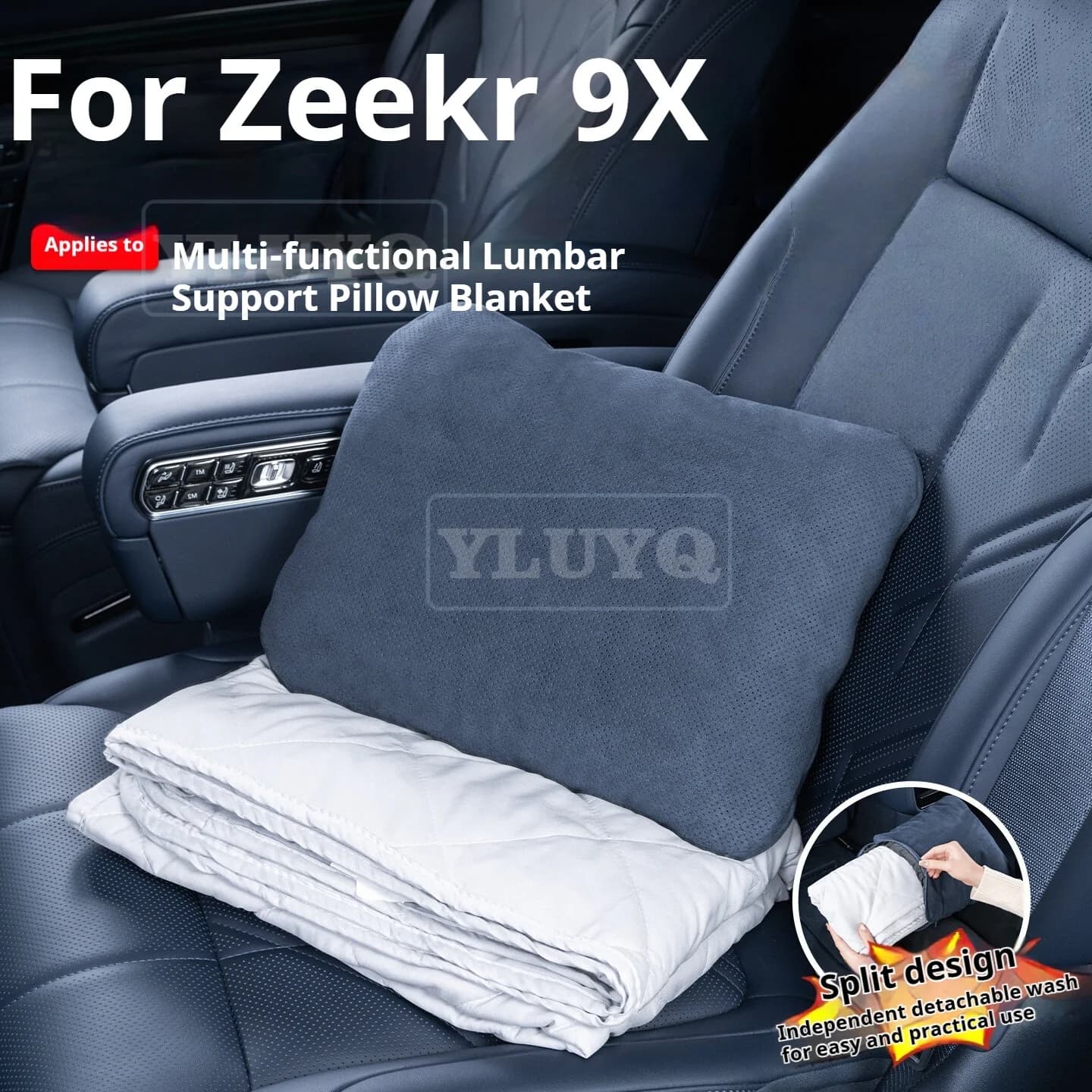 Cuscino Multifunzionale per Poggiatesta Zeekr 9X con Aria Condizionata, Coperta e Supporto Lombare Pieghevole e Rimovibile
