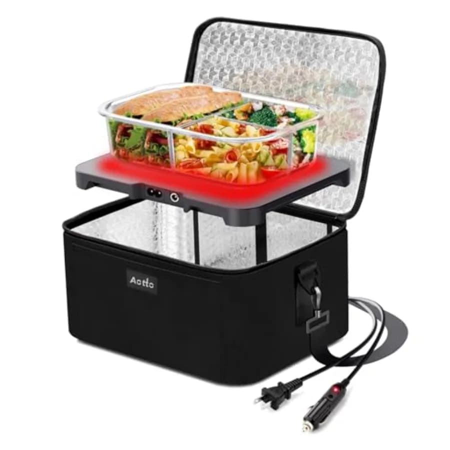 Scaldavivande Elettrico Portatile - Fornetto 3-in-1 per Auto 12V/24V/110V - Mini Scaldavivande Personale a Microonde W