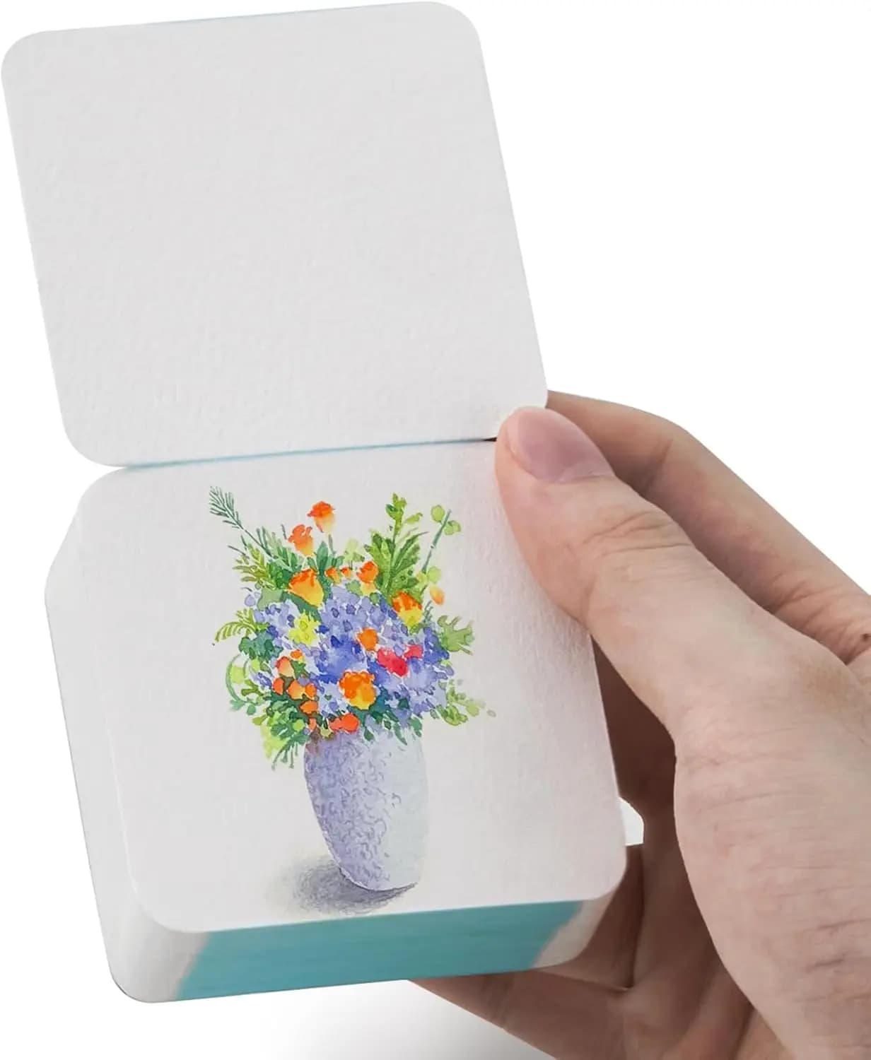 60 Sheets Mini Watercolor Sketchbook, 2.6x2.6" Cold Press 300gsm, Portable Tearable Square Painting Notebook
