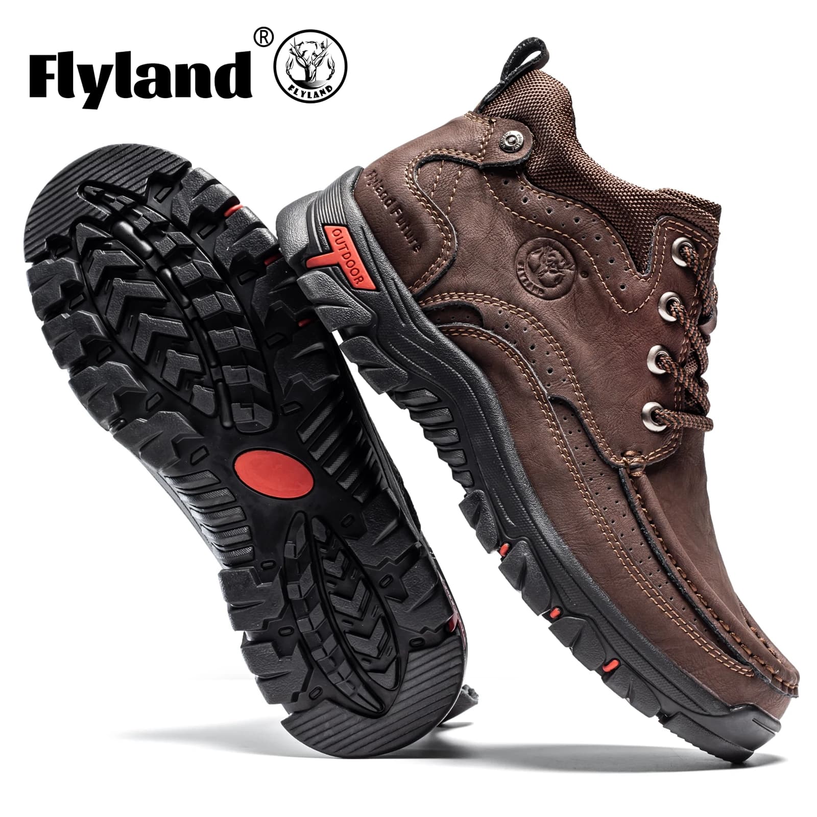 FLYLAND Stivali Chukka da uomo Scarpe casual in pelle Scarpe da ginnastica da uomo vintage fatte a mano alla moda