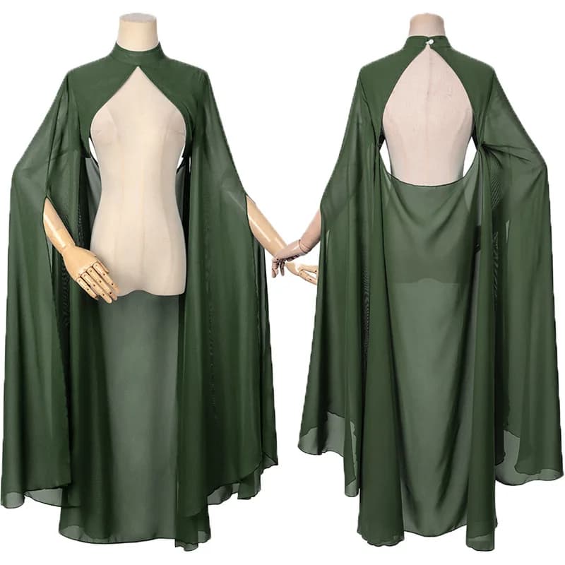 Medieval Fairy Shawl Cape Chiffon Gothic Wicca Robe Black Green Cosplay Victorian Dress Cloak Halloween Costume For Women