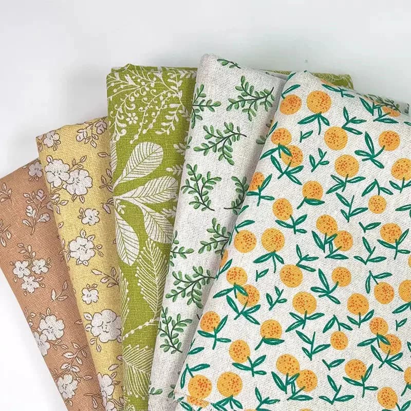 1 Yard of Cotton-Linen Blend Fabric, Sewing Fabric, Floral Print Fabric, Width 1.53m Inches, Suitable for Tablecloth Decoration, Handbag Sewing, and DIY Crafts