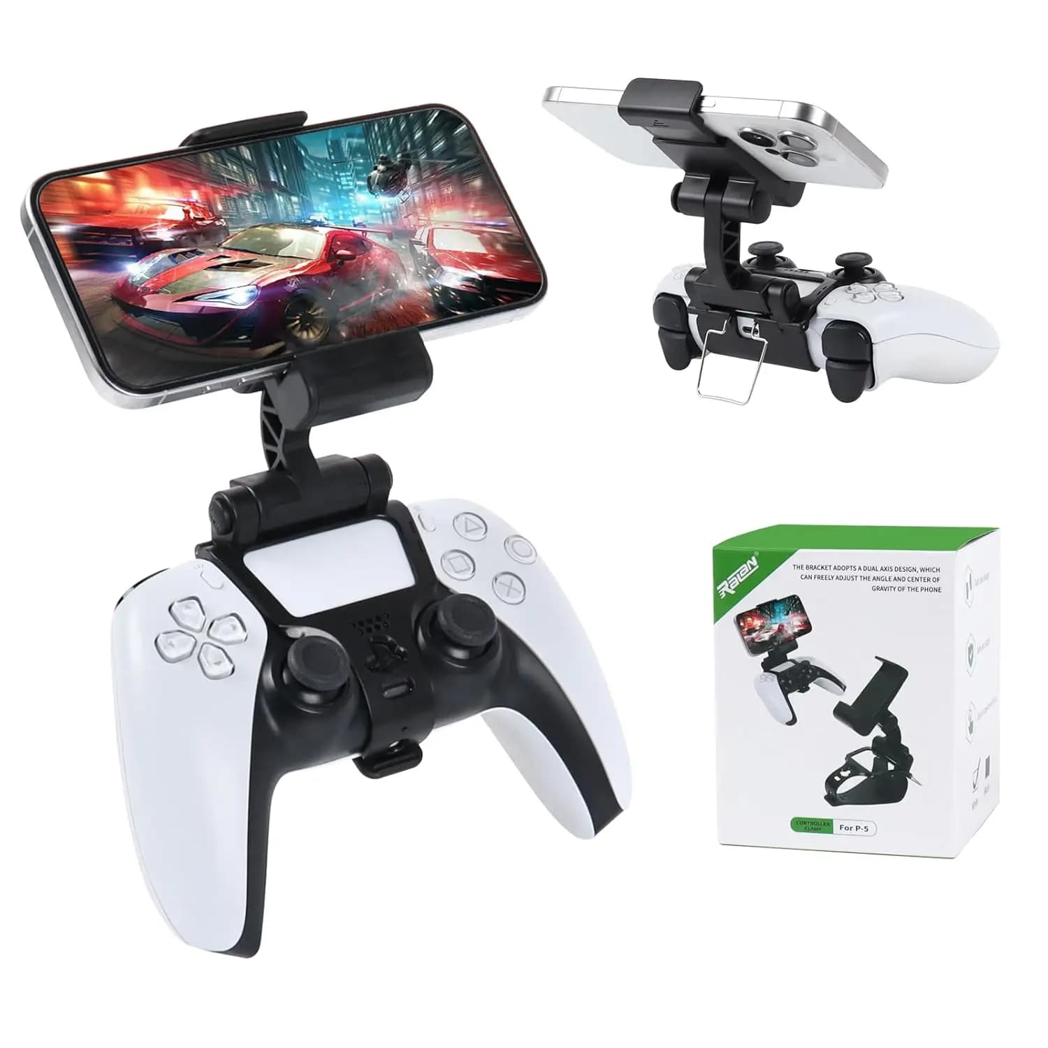 Supporto per telefono RALAN per controller Ps5, clip da gioco mobile regolabile compatibile con Dualsense 5 Controlle